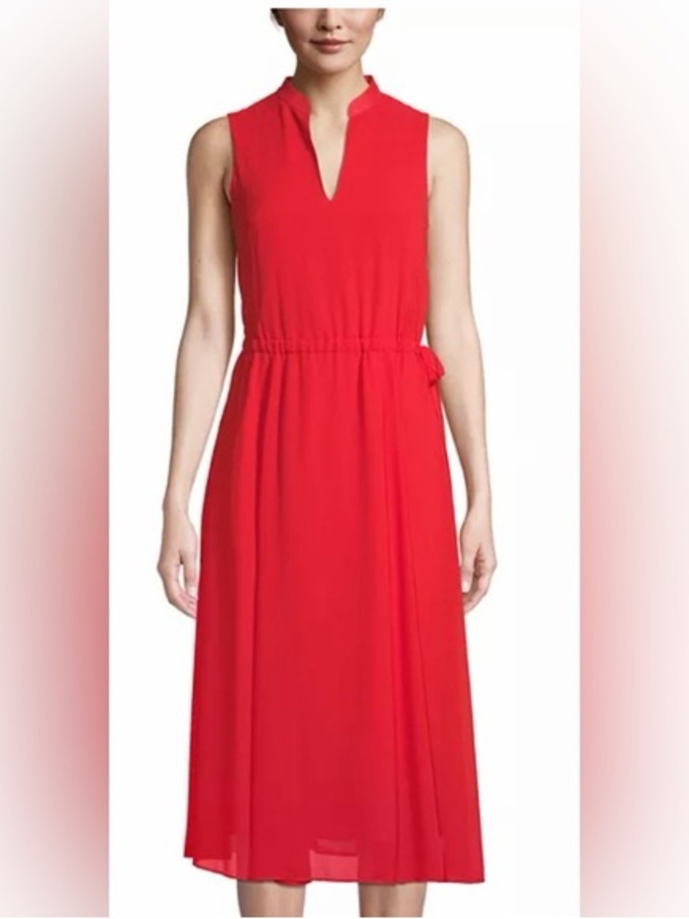 Anne Klein Bright Red Sleeveless Midi Dress